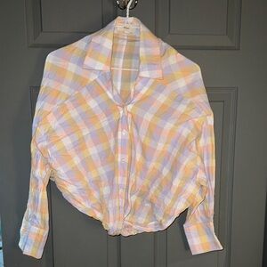 Pastel Plaid Button-Up Shirt